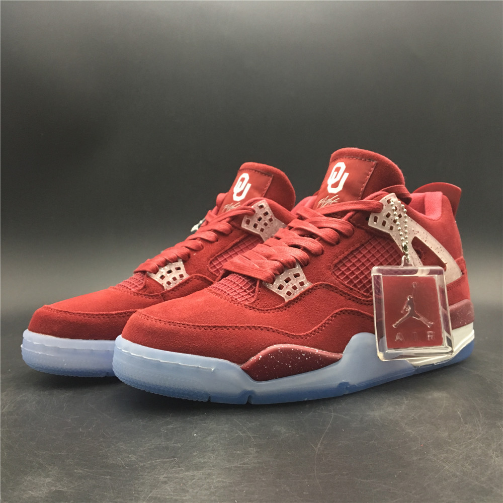 2019 Air Jordan 4 Suede Red Ice Sole Shoes - Click Image to Close